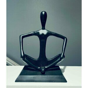 Abstract Black Seated Figure Sculpture|Minimalist|Yoga-Inspired Art, 11.5” Tall